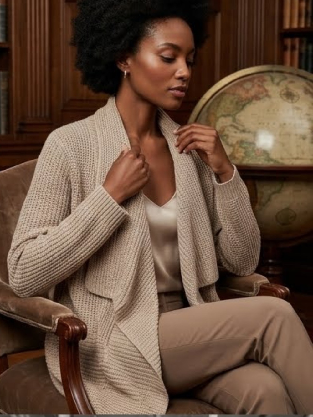 NWT Eileen Fisher Organic Linen Drape Front Cardigan Sz L